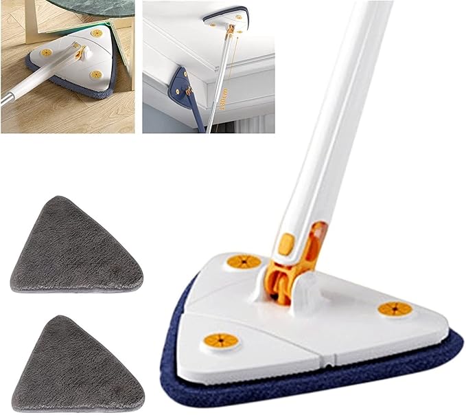 360°Rotating Adjustable Cleaning Mop Triangle Cleaning Mop with Automatic Water Squeezing Telescopic Rotating for Walls Windows (A) 1PCS 12027(B)