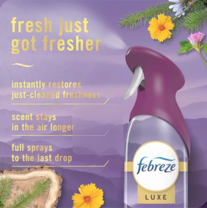 Febreeze Air Mist Luxe Mountain Scent Alpine Wildflower Cedar Odor Eliminator Spray 8.8 oz 2 Pack