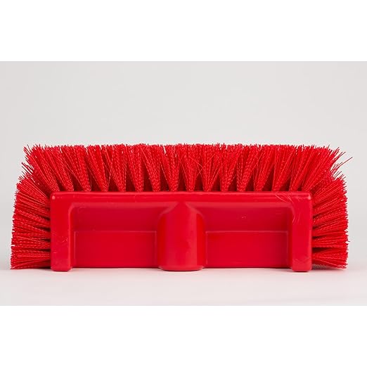 SPARTA Multi-Level Tile Scrub Brush 12 Wide Brush Head Heavy-Duty Tile Cleaning Brush with End Bristles for Commercial Tiles Tubs and Floor Plastic 12 Inches Red