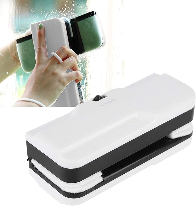 Window Cleaner Magnetic Window Cleaner Adjustable Double-Sided Glass Wiper Cleaning Tool(White)