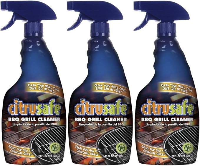 Grill Cleaning Spray - BBQ Grid and Grill Grate Cleanser by Citrusafe (3 23oz)