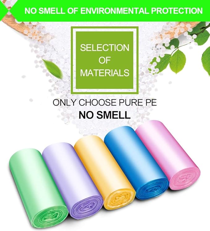 FORID Small Trash Bags - 2.6 Gallon 8 Galllon Wastebasket Liners - 300 Count in 10 Rolls 5 Color - Durable Garbage Bags for Office Home Bedroom Car - 10 Liters &amp 30 Liters
