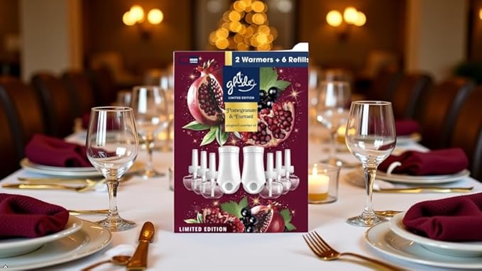 PlugIns Air Freshener Starter Kit Pomegranate &amp Currant Scent Limited Edition 2 Warmers and 6 Refills