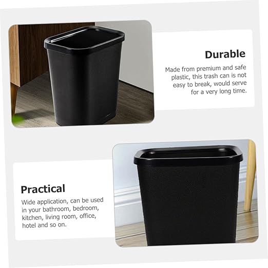 Plastic Garbage Container Bin for Kitchen Bathroom Office Space-Saving Wastebasket and Easy to Clean Rubbish Can for Home Use
