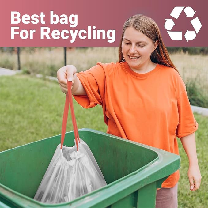 13 Gallon Heavy-Duty Trash Bags 220 Pack – Tear-Resistant Drawstring Bags for Kitchen Office and Commercial Applications