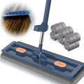 Large Flat Mop New Upgrade Style Large Flat Mop for Wet and Dry Use360 Rotating Dust Mop with Dewatering Scraper with 2 Scraper 12027(Blue with 6 Mop)