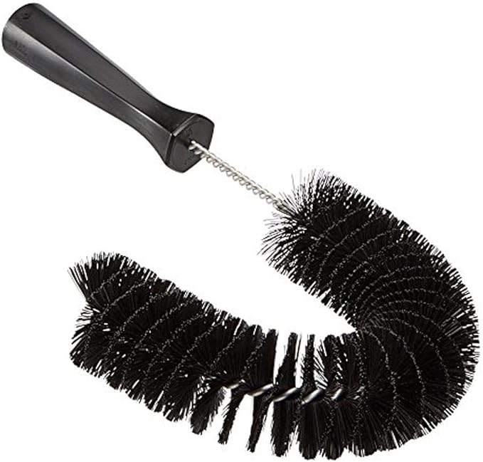 Vikan 53729 Hook Brush - 14.17-Inch Curved BPA-Free Pipe Tube and Gutter Cleaner Compatible with Vikan Extension Poles Black