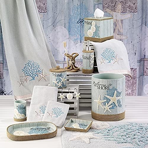 Avanti Linens - Tissue Box Cover Guest Bathroom Essentials Beach Inspired Home Decor (Beachcomber Collection)