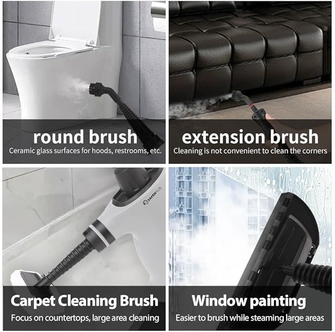 Handheld Steam Cleaner-1050W Pressurized Steamer with 9 Accessories Fast Heat-Up for Deep Cleaning of Tile Grout Upholstery Car Interior and Kitchen (1 set)