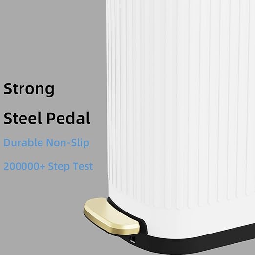 2.6 Gallon Slim Bathroom Trash Can with Soft Close Lid 10L Stainless Steel Garbage Can with Removable Liner Bucket for Narrow Spaces Bathroom Bedroom (White)