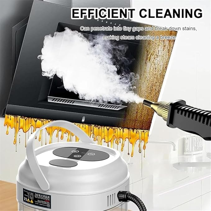 3500W High Pressure Steam Cleaner Handheld Steam Cleaner for Home Kitchen Hood Car Cleaning Touch Screen + 6 Adjustable Steam Levels 1500ml Water TankGreen (Color:White)