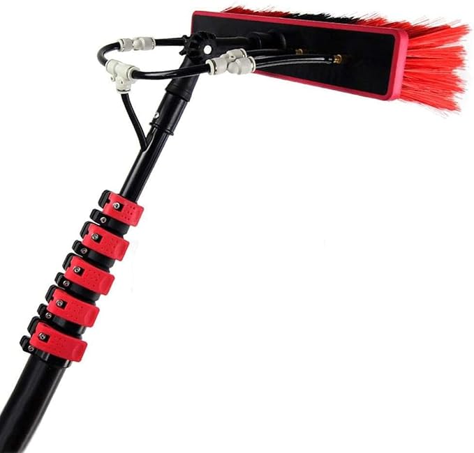 Glass Cleaning Brush Home Water Fed Telescopic Pole Kit Solar Panel Brush Rotating for Photovoltaic Panel3.6-10.8M Window Cleaning Pole Water Fed Pole Kit Telescopic Brush Extendable Window