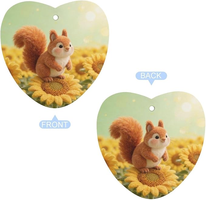 5PCS Car Air Freshener Hanging Personalized Double Sided Sunflower Squirrel Car Fresheners Long Lasting New Cars Scents Cute Automotive Freshies for Closets Drawers (tea)