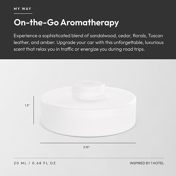 Aroma360 - Smart Car Diffuser Oil - My Way - Premium Car Air Freshener Cartridge - Lush Sandalwood Virginia Cedar &amp Iris - Essential Oils - Vegan - Aromatherapy - Cars Trucks SUVs RVs &amp Mo