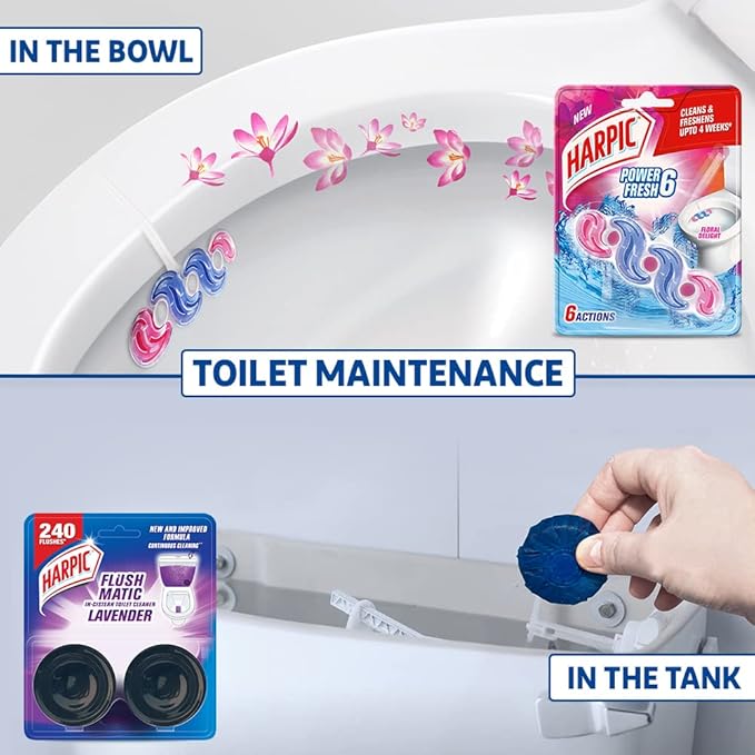 Harpic 100 gm - Lavender Flushmatic In-Cistern Toilet Cleaner Blocks | Toilet Flush Cleaner Balls