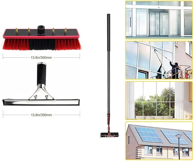 Window Wiper Cleaner Bright Tool with Water Spray Household Cleaner Kit High Window Glass Cleaning Brush Rotatable Brush Head7.2M(24FT)