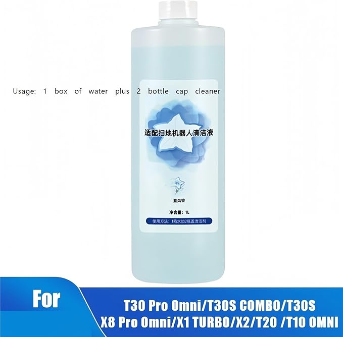 Robot Mop Cleaning Solution 1L Compatible with ECOVACS DEEBOT T30/T30S/X2/X1/T20/T10 Omni &amp Combo Vacuum Mop Floor Cleaner Liquid Streak-Free Formula