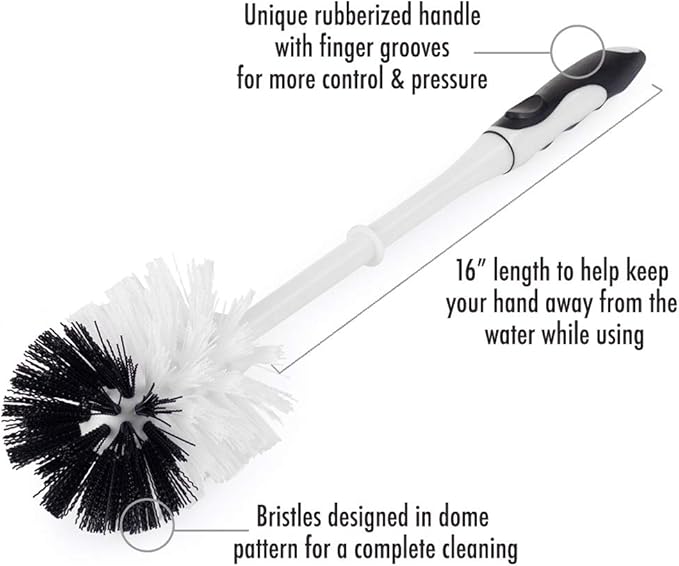 Fuller Brush Bowl Brush &amp Plunger in Caddy Set– 16-Inch Long Handle Brush – Pistol Grip Rubberized Plunger Wide Base Caddy Bathroom Rim Trap Cleaner (Pack of 1)