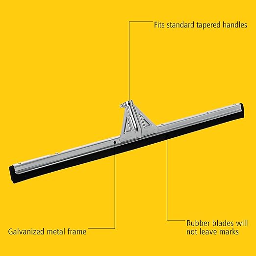 Rubbermaid Commercial Products Heavy-Duty Floor Dual Squeegee Black for Warehouses/Concrete/Car Garage/Basement Floor