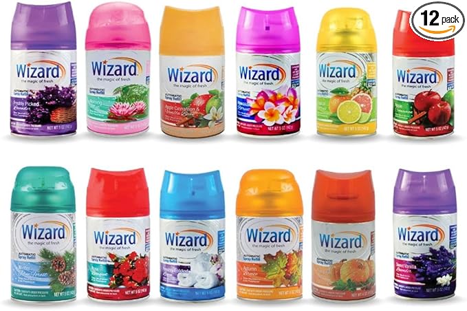12 WIZARD AUTOMATIC SPRAY REFILLS 5 oz MIX SCENT