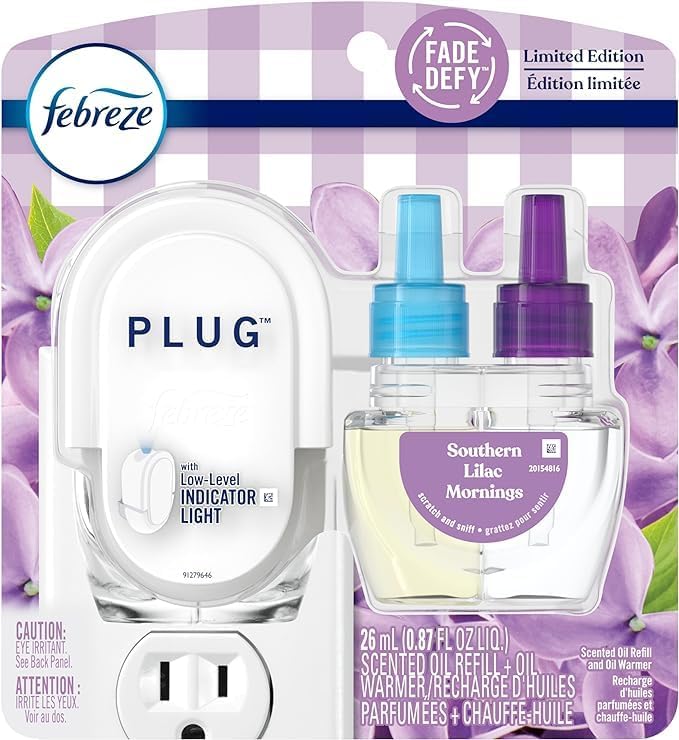 Generic F.e.b.r.e.z.e Fade Defy PLUG Air Freshener Starter Kit Southern Lilac Mornings 0.87 fl. oz. Oil Refill Purple