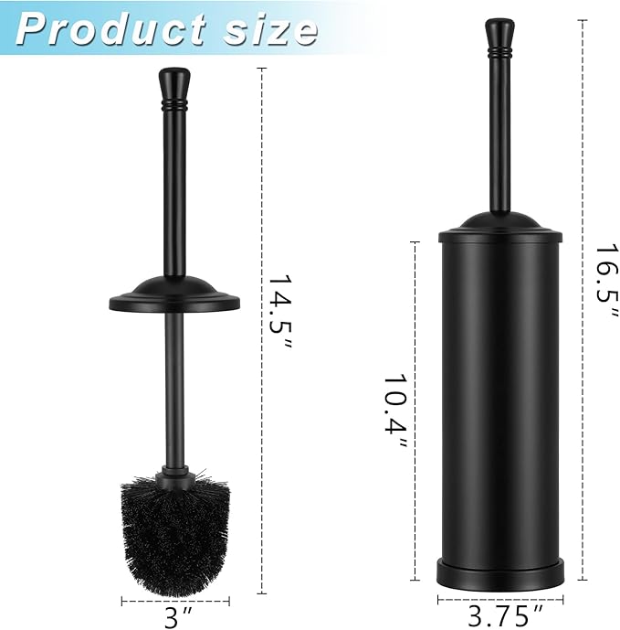 Black Toilet Brush and Holder Set304 Stainless Steel Toilet Bowl Brush and Holder for BathroomHeavy Duty Toilet BrushDurable Scrubbing BristlesSplash ResistantLong Handle