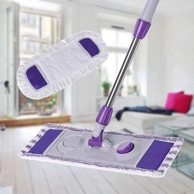 Dust Mop Microfiber Mops for Floor Cleaning with Extendable Adjustable Handle and Washable Pads