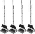 NACENA Broom and Dustpan Set 52-in Long Adjustable Handle Broom Dustpan Combo with Dustpan Teeth to Automatically Clean Hair Suitable for Home Kitchen Office Hall Floor (Grey&ampWhite) 4 Pack