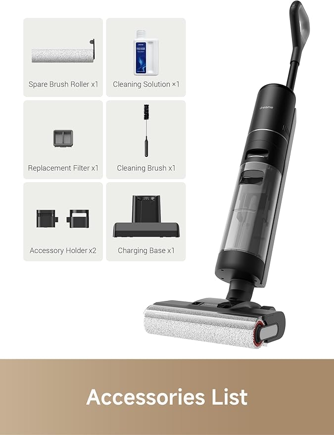DREAME H12 PRO Vacuum Mop Wet Dry Vacuum Cleaner for Hard Floor Vacuum and Mop at The Same Time for Wet &amp Dry Messes Auto Self-Cleaning Edge to Edge Cleaning with Hot Air Drying