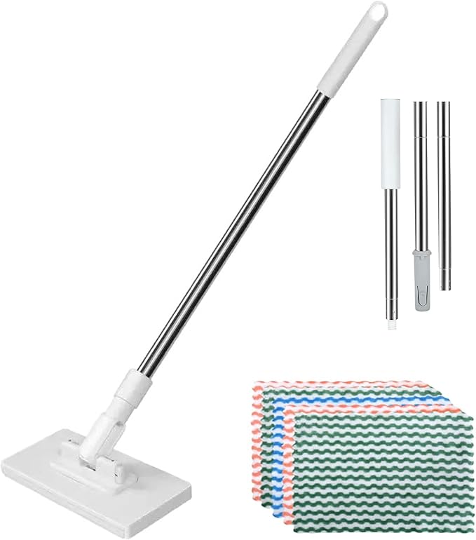 Snap Grip Mini Mop with 10pcs Cleaning Cloth - 360°Spin No Wash Mop for Wet/Dry Use - Hands-Free MiniMops for Tile Floor and Wall