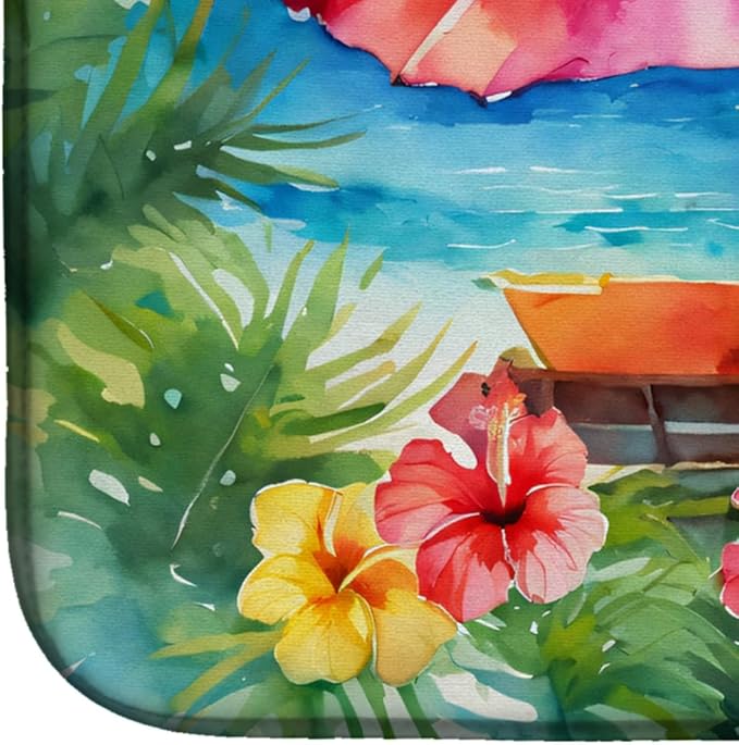 Caroline's Treasures DAC1643DDM Hawaii Hawaiian Hibiscus in Watercolor Dish Drying Mat Absorbent Dish Drying Mat Pad for Kitchen Counter Dish Drainer Mat for Countertop 14 x 21 Multicolor