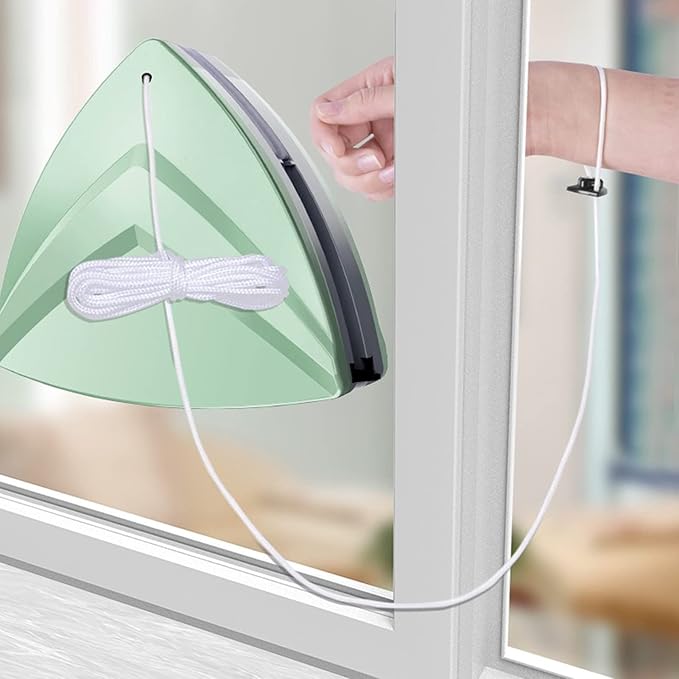 Window Cleaner Wipers Double-Sided Magnetic Window Cleaner Glass Cleaning Brush Glass Wiper Household Cleaning Tools with Anti-Falling Rope for High-Rise Double Glazed Windows 5~30mm
