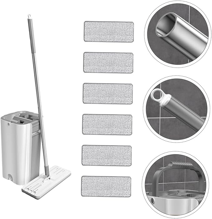 GLEAVI Lazy Mop Microfiber Cleaning Pad Self-Washing Floor Mop Set for Household Use Sturdy and Easy to Use Compatible Hardwood and Tile Floors