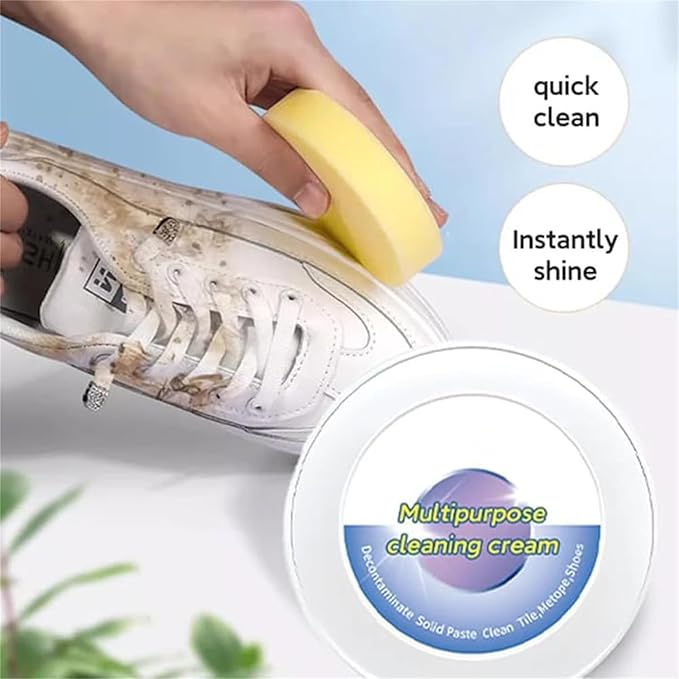 M-Bimr Small Molecule Stain Remov Multipurpose Cleaning Cream White Shoe Cleaning Cream with Sponge Just Rub It Bright No Need to Wash (3pcs)