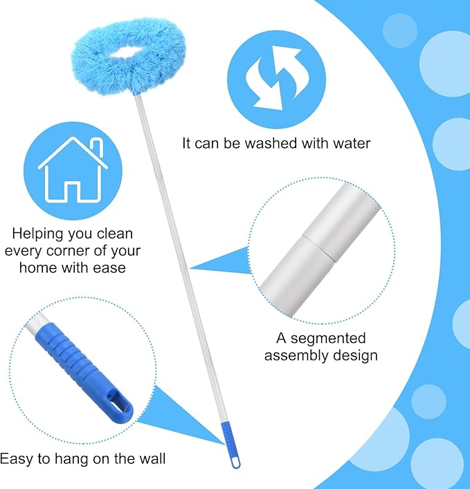 PATIKIL Ceiling Fan Cleaner Duster 12.9 to 47.2 Microfiber Duster Extendable Handle Fan Blade Cleaning Tool Removable Washable for Furniture Blind Blue