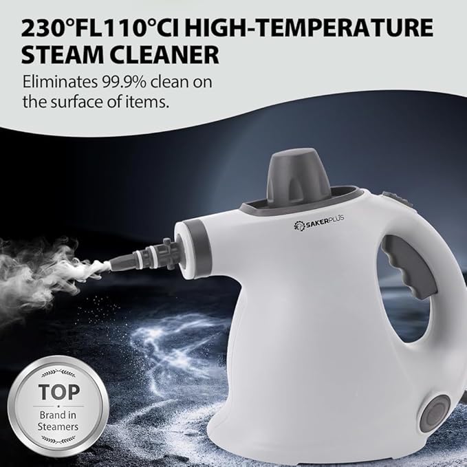 Handheld Steam Cleaner1050W Pressure Steamer for KitchenBathroon CleaningFast Heat-Up for Deep Cleaning of Tile GroutUpholsteryCar Interior (1 Set Steam Cleaner)