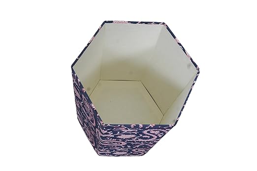 Handmade Cotton Paper Waste Basket Stylish Trash Can for Home or Office (1 Blue Pink MUKAT)