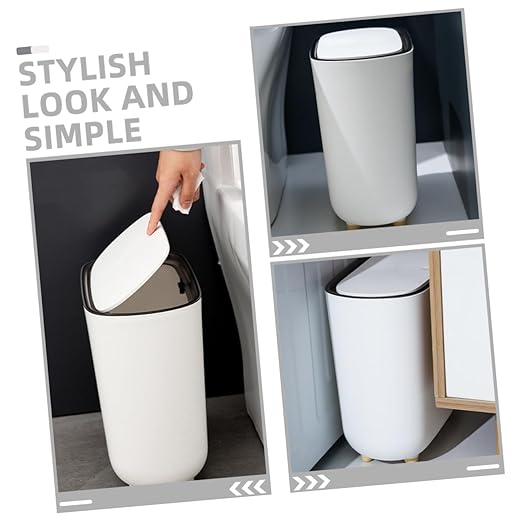Cabilock Bathroom Trash Can Press Lid Slim Garbage Bin for Kitchen Office and Bathroom Compact Design for Spaces Versatile Wastebasket for Use