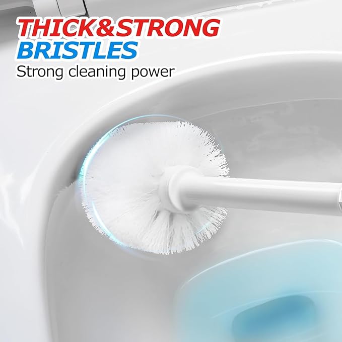 2Pack 2 in 1 Toilet Brush and Plunger SetClean Gloves Extended Handle PlungerToilet Bowl Brush Plunger SetBathroom Cleaning ToolsToilet Brush Plunger ComboCleaning Brush(Cream White)