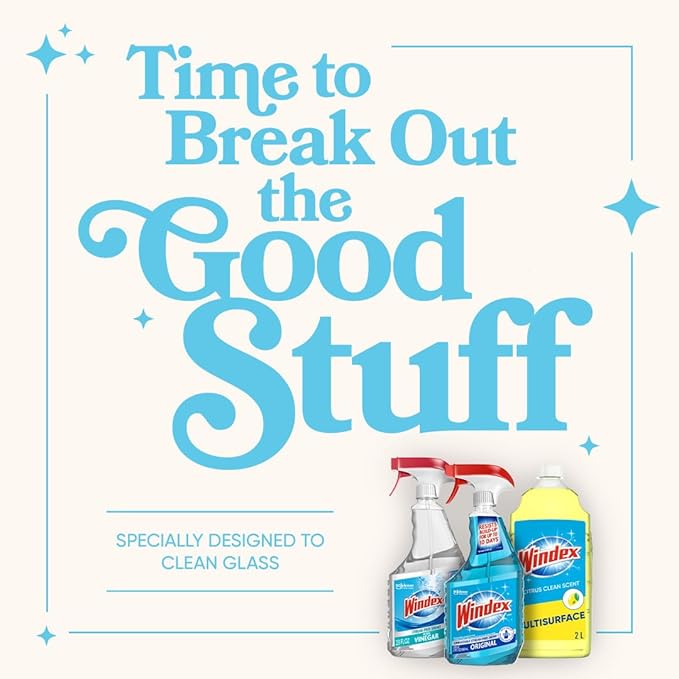 Windex Refill Multipurpose Disinfectant Cleaner Spray Bottle Made from 100% Recycled Plastic Surface Cleaning Spray Citrus Fresh Scent 2L (67.6 Fl Oz) (Pack of 6)