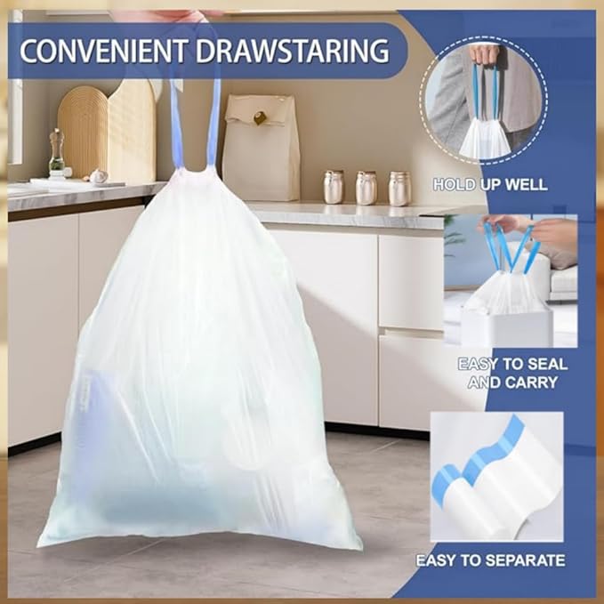 21 Gallon Trash Bags Drawstring 1.7 Mil Thick Big Tall heavy duty White Garbage Bags Resists Tears LeaksRoll for Kitchen Outdoor Cans &amp Household UseCommercial Use 80 Liter 108 Count