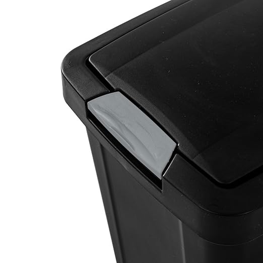 Sterilite 7.5 Gallon TouchTop Wastebasket with Lid That Opens with Touch Conceals Trash in The Kitchen Bathroom Mudroom or Office Black 12-Pack