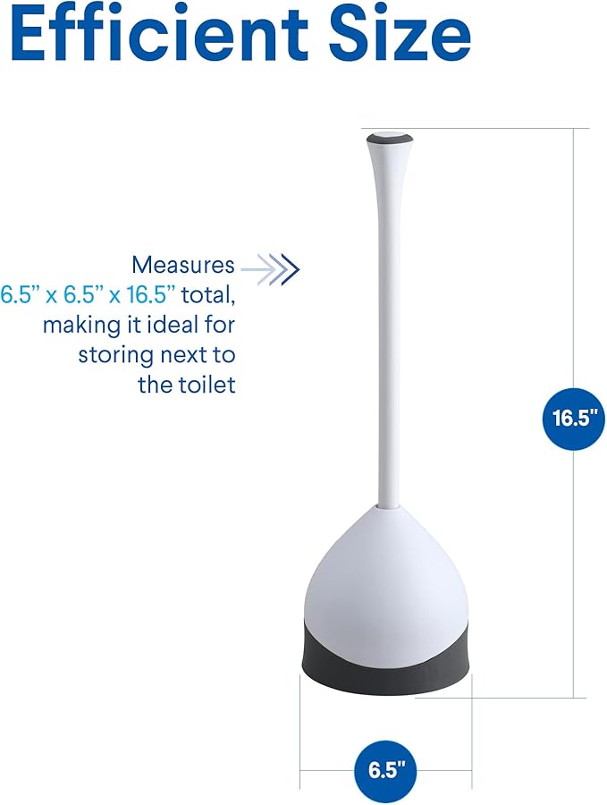 Clorox Toilet Plunger with Hideaway Caddy Set of 2 – for Bathroom Organization and Storage Bathroom Accessories Toilet Unclogger with Holder White