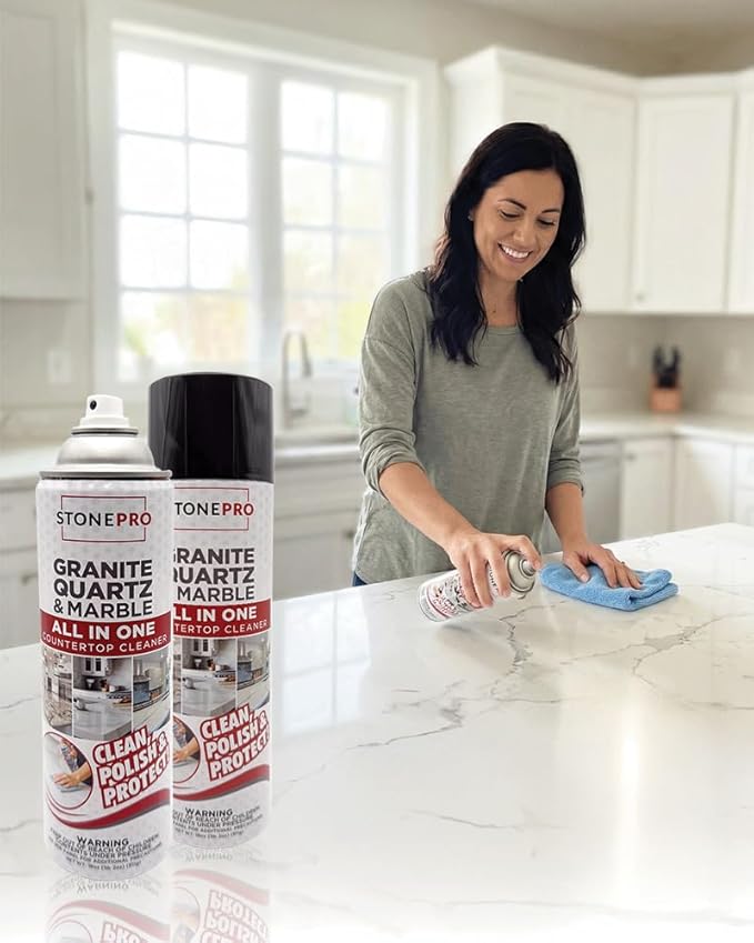 Stone Pro All-in-One Countertop Cleaner Spray - for Quartz Granite Marble &amp More!