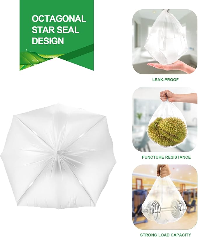 FORID 13 Gallon Trash Bags - Clear Plastic Garbage Bag Unscented Tall Medium Can Liners for Kitchen Office Home Waste Basket 5 Roll 55 Liters 80 Counts (Pack of 2)