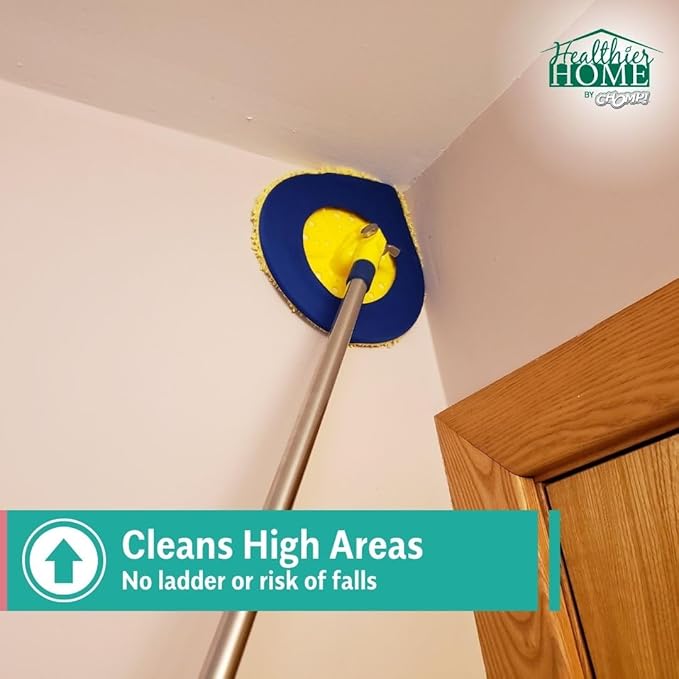 CHOMP Long Handle Wall Cleaner 5 Minute CleanWalls Extendable Wall Washer Ceiling Cleaner Baseboard Duster Telescoping Dry Dust and Wet Wash Cleaning Mop with Washable Microfiber Pad