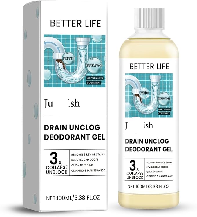 Drain Unclogging &amp Deodorizing Gel for Kitchen and Bathroom - Removes Hard Water Deposits Cleans and Deodorizes Pipes(1PCS)