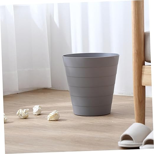 1pc Open Plastic Trash Can Large Grey Wastebasket for Home Office Kitchen and Room and Easy to Clean No Lid Design for Convenient Use