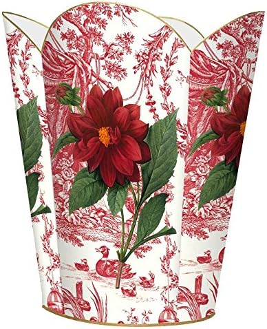 Marye-Kelley WB279-Red Flower on Red Toile Wastepaper Basket