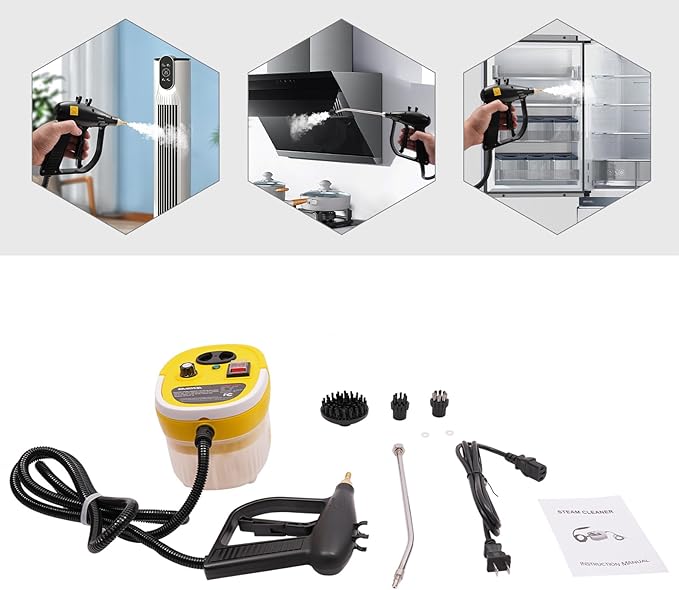2500W Steam Cleaning Machine 4 Bar High-Pressure Steam Cleaner 1.5L Tank Multipurpose Steamer for Floor Carpet Kitchen Bathroom 9 Accessories Continuous Fill Chemical-Free Scrub